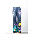 Graffiti Print Jeans tilpasset afslappet engros